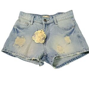 NWT CYN By Cynthia Mehra Womens Jean Shorts Blue Size Medium 100% Cotton Zip